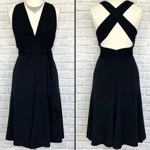 WHBM I White House Black Market Halter Cocktail Dress Bare Back Cross Strap ZB5